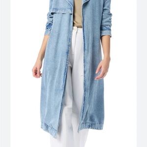 Dee Ocleppo Women's Light Blue Denim Jean Trench Coat-Small.. NWT